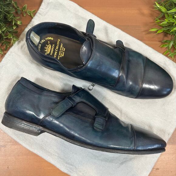 Officine Creative Men's Blue Leather Monk Strap Oxfords Shoes Size 43.5 US 10.5 - Picture 1 of 10